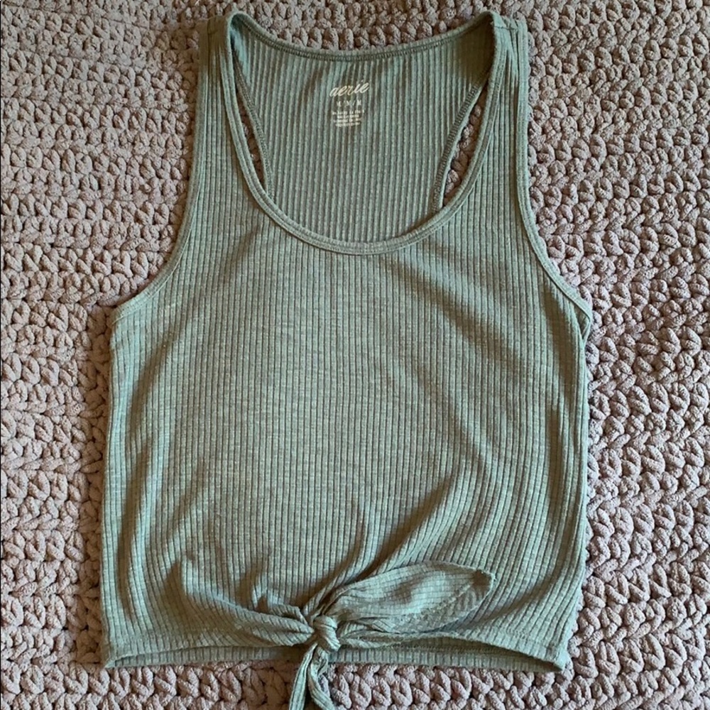 Green Knotted Tank Top